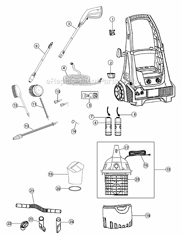 Page A Diagram and Parts List for ND40105  Dirt Devil Pressure Washer